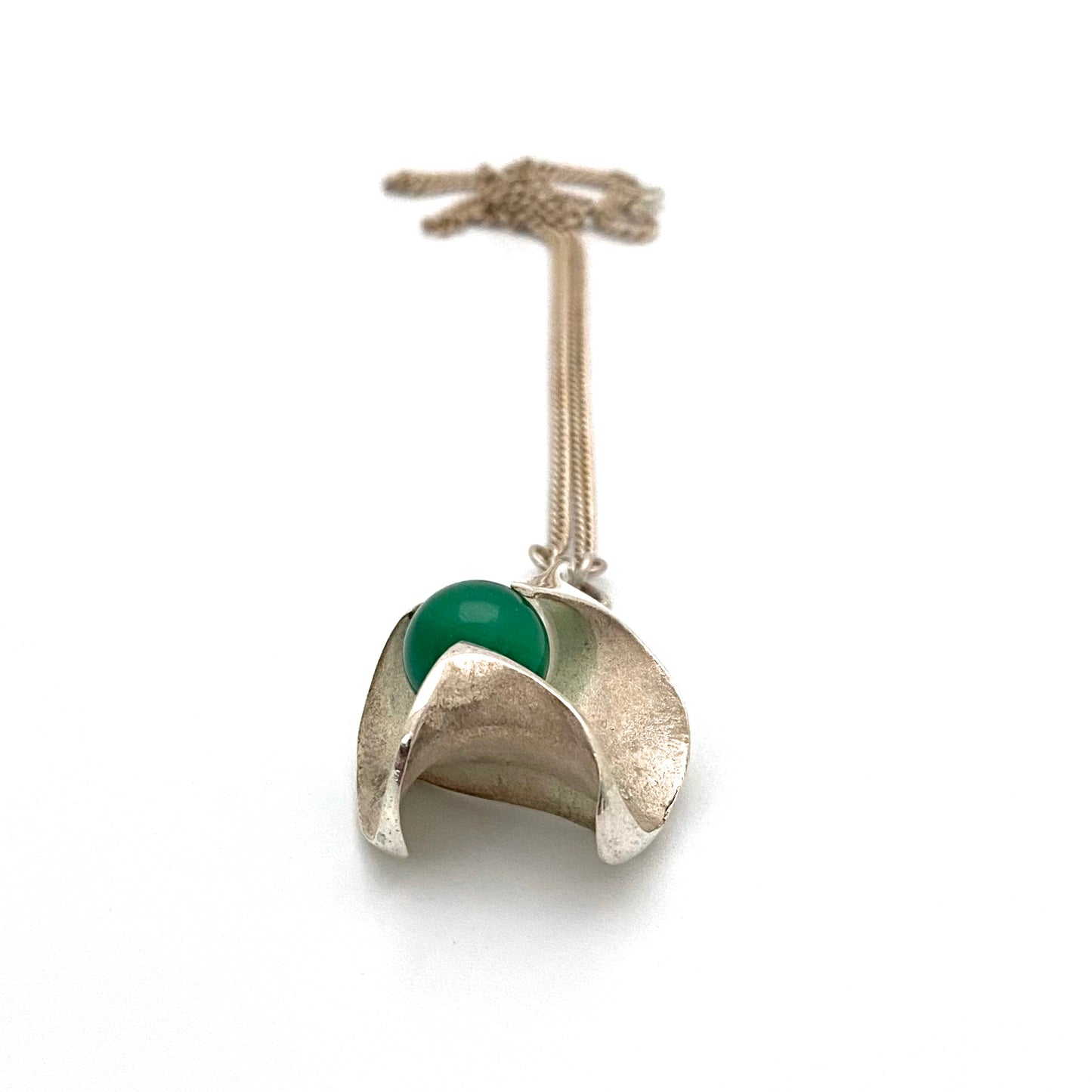 Matti Hyvarinen sculptural silver & chrysoprase pendant necklace