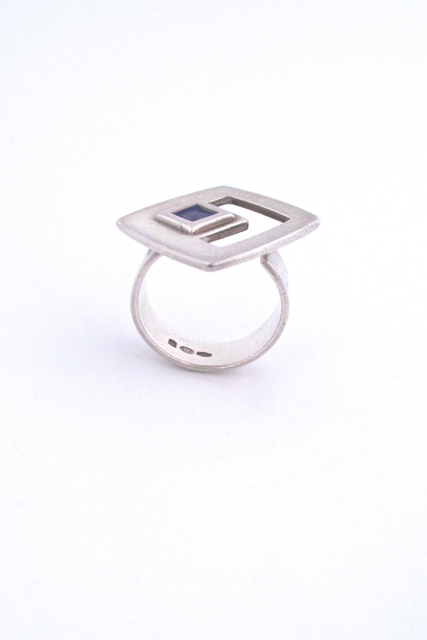 profile Unoaerre Itale vintage modernist mid century silver enamel ring by Mirella Forlivesi
