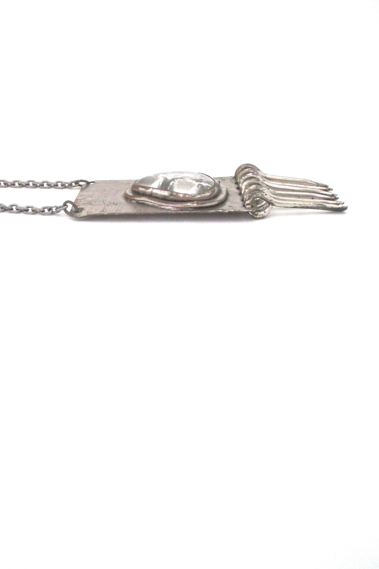 profile Rafael Alfandary Canada early silvertone fringe necklace vintage jewelelry
