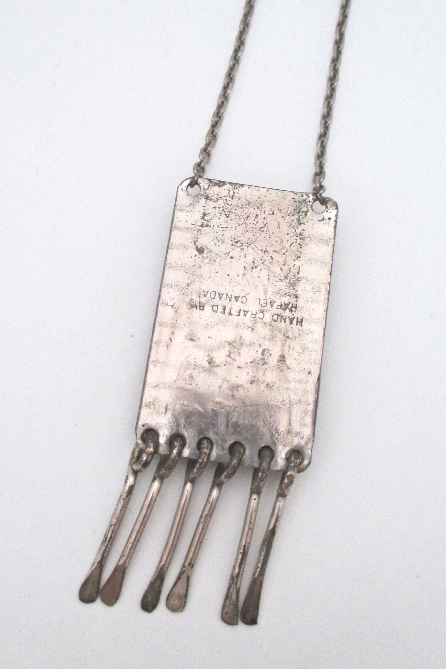 Rafael Canada early silvertone fringe necklace