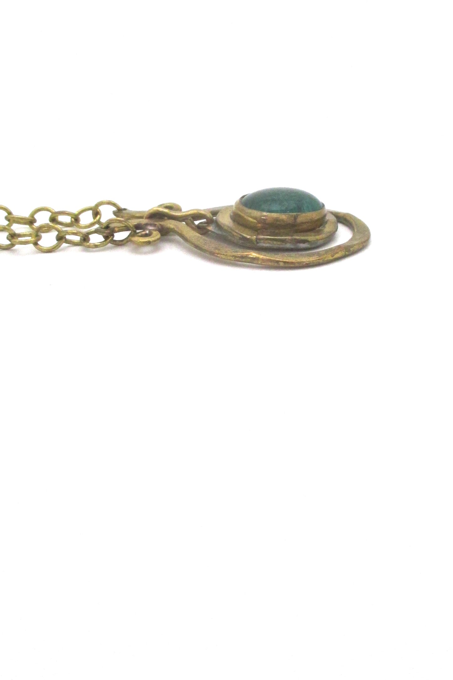 profile Rafael Alfandary Canada mini brass classic kinetic pendant clear green stone vintage jewelry