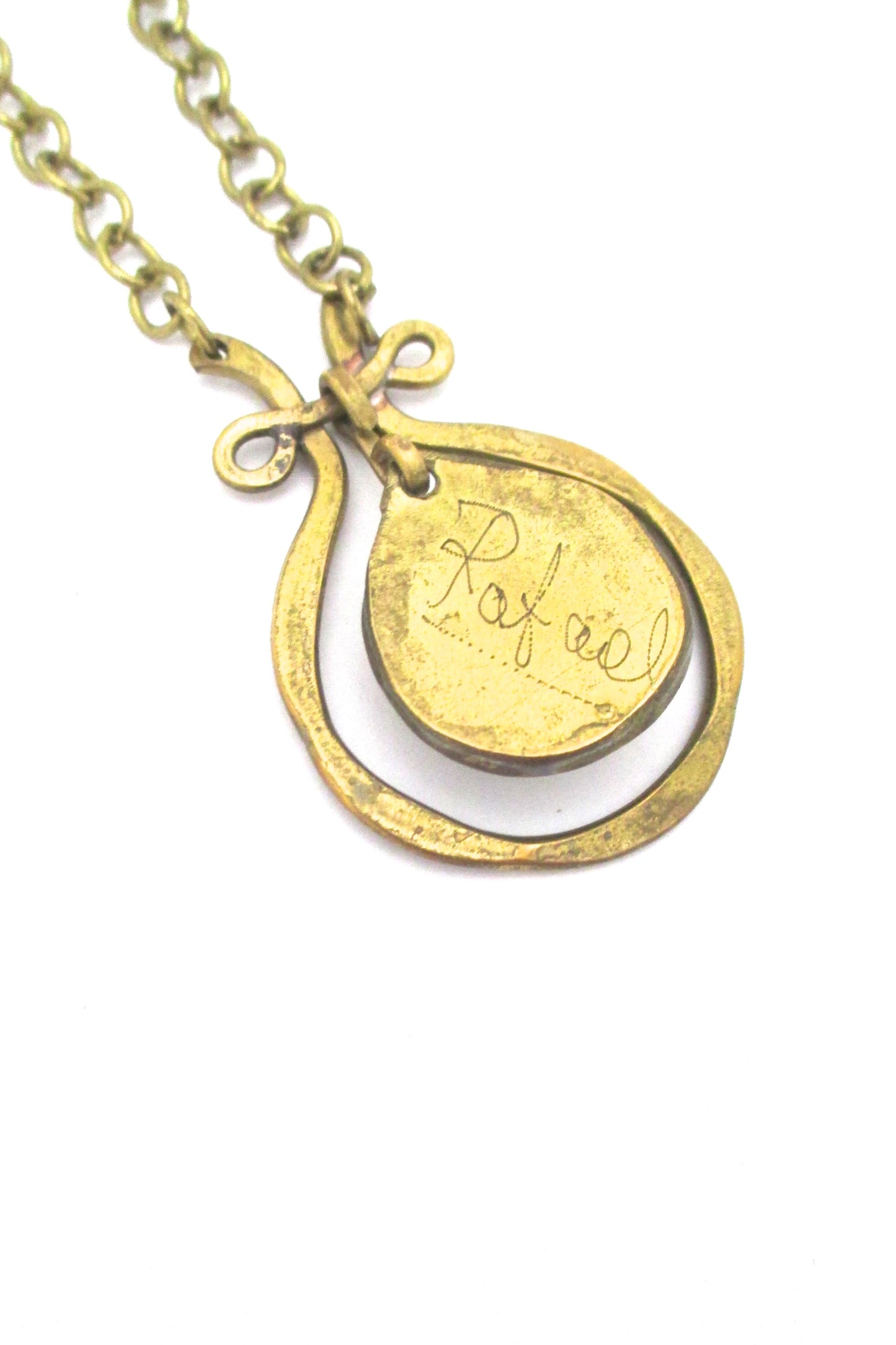 Rafael Canada brass classic kinetic necklace ~ clear pale green mini