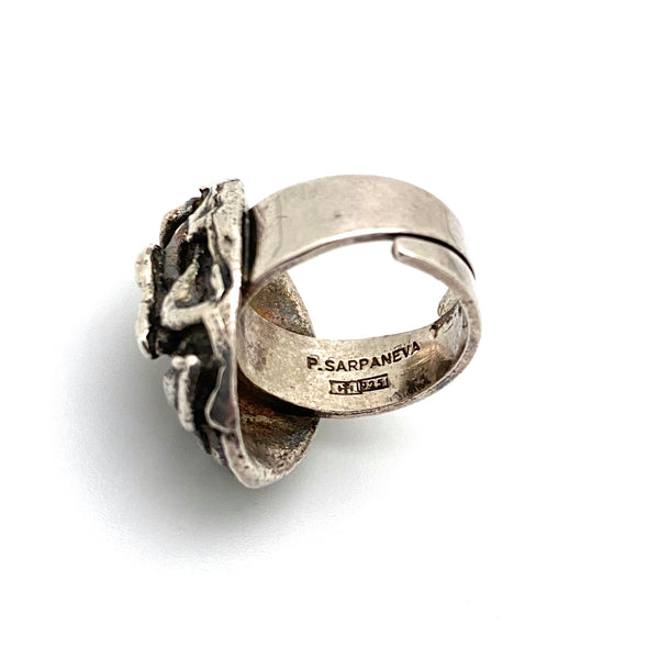 Pentti Sarpaneva brutalist heavy silver ring ~ 1968
