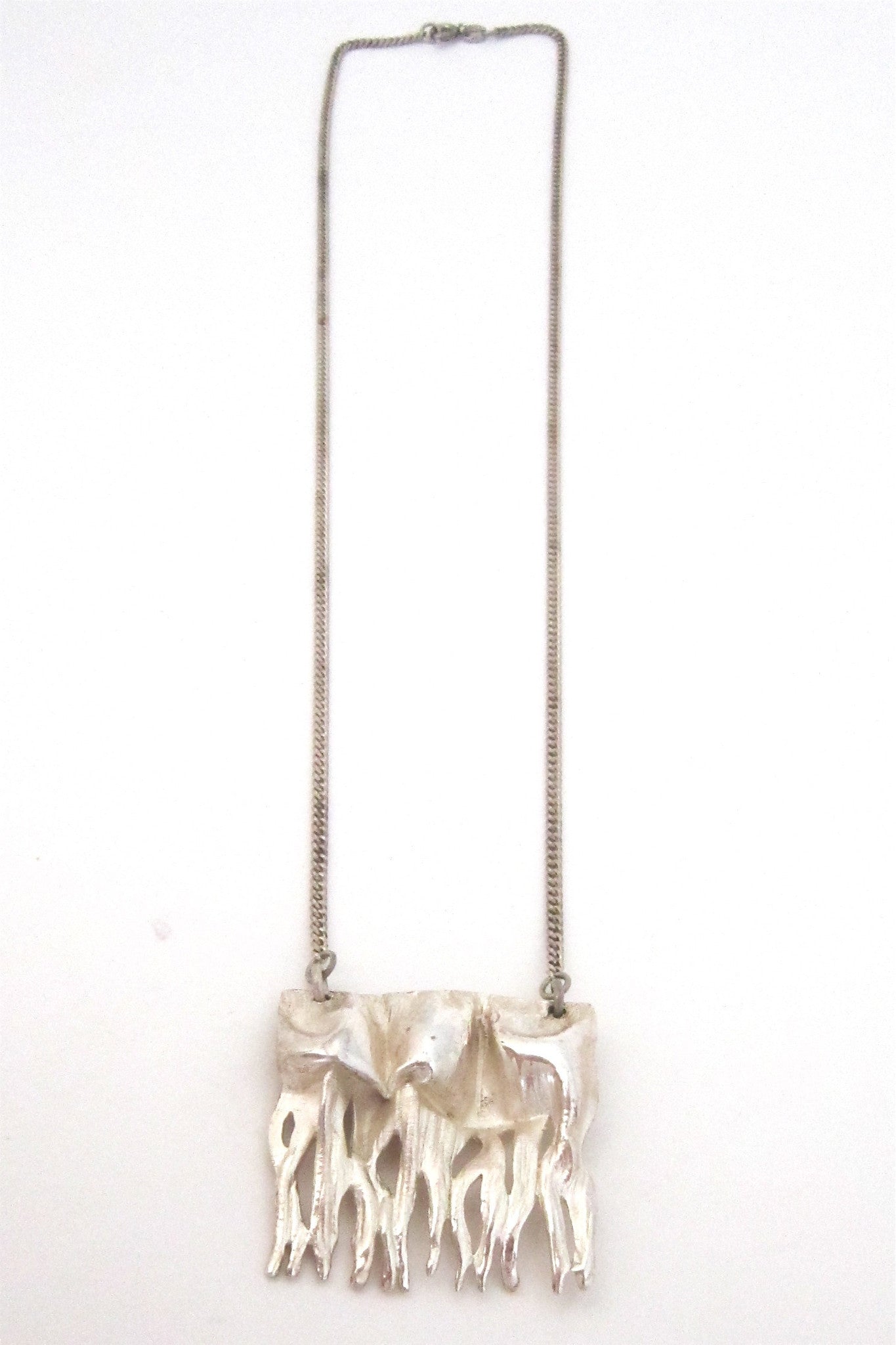 Matti Hyvarinen Finland vintage sterling silver modernist icicles necklace