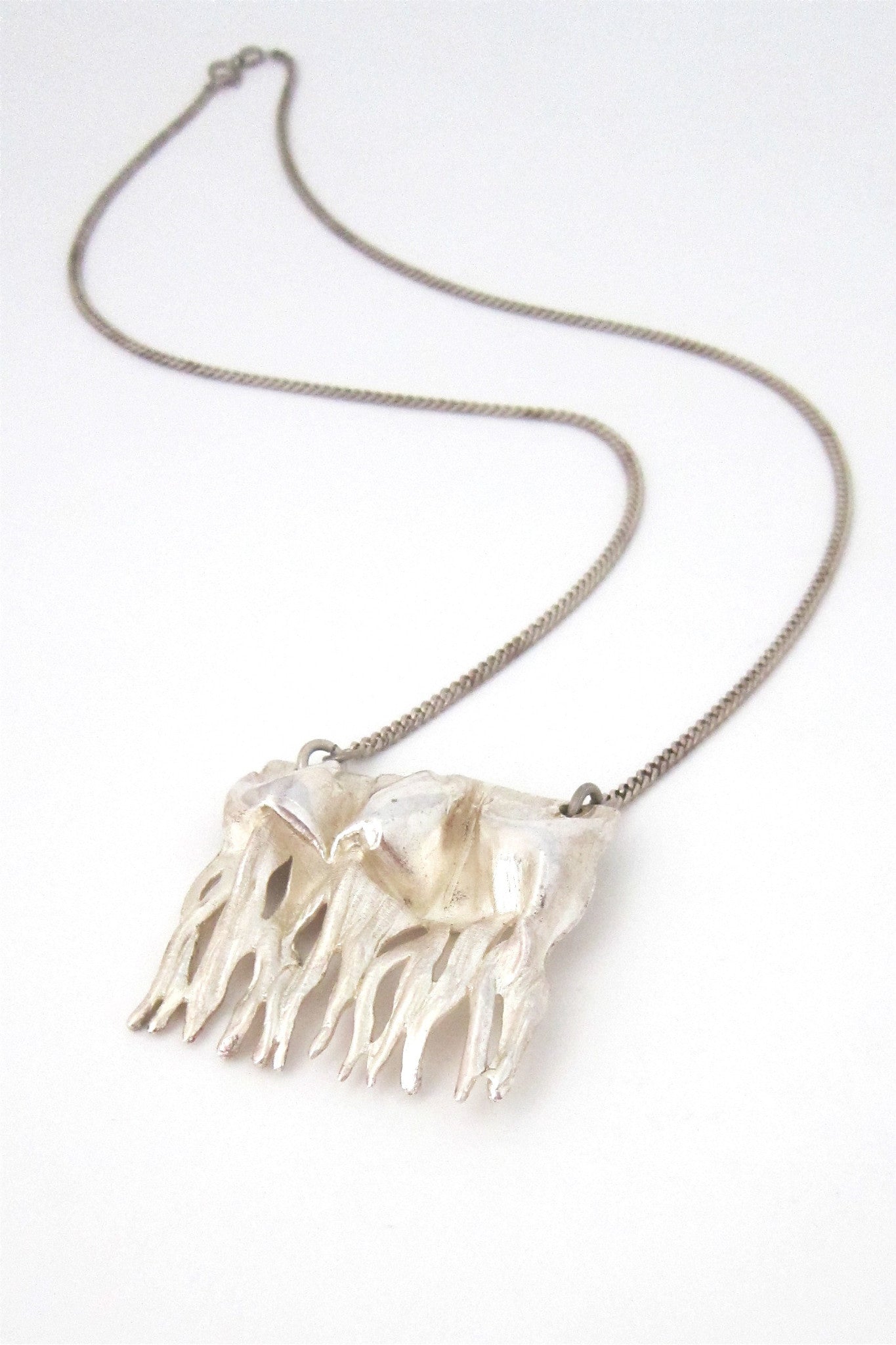 Matti Hyvarinen Finland vintage sterling silver modernist icicles necklace