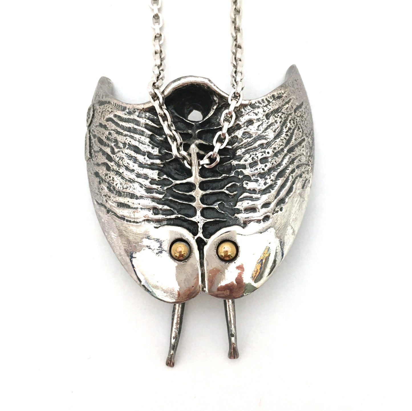 detail Guy Vidal Canada vintage large kinetic brutalist pewter abstract woman pendant necklace rare