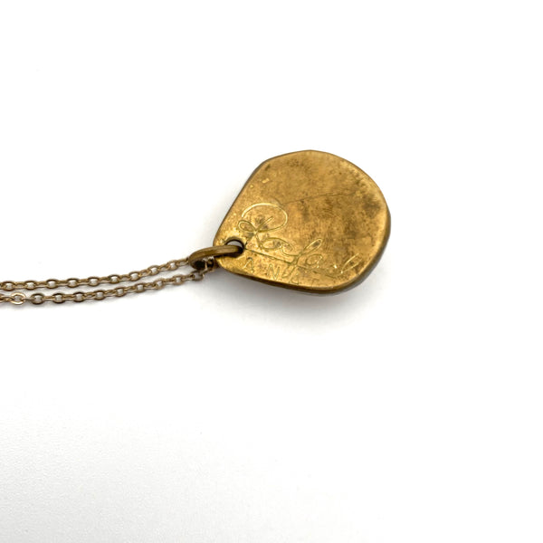 Rafael Canada petite brass pendant necklace ~ clear dark amber