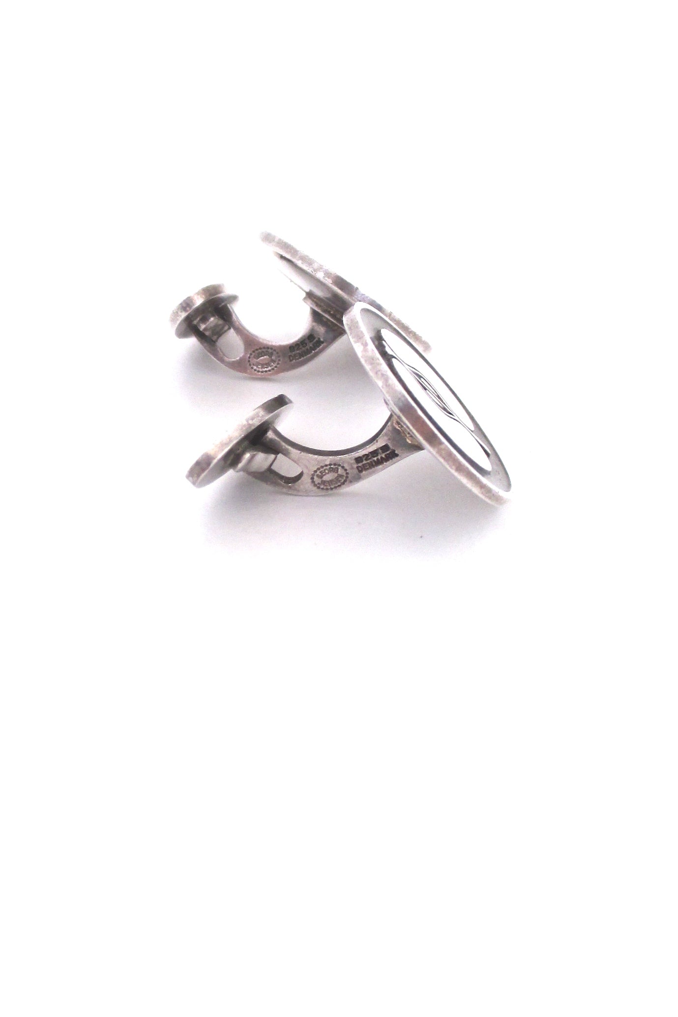 profile Georg Jensen Denmark silver apple cufflinks # 111 Scandinavian Modernist design vintage jewelry