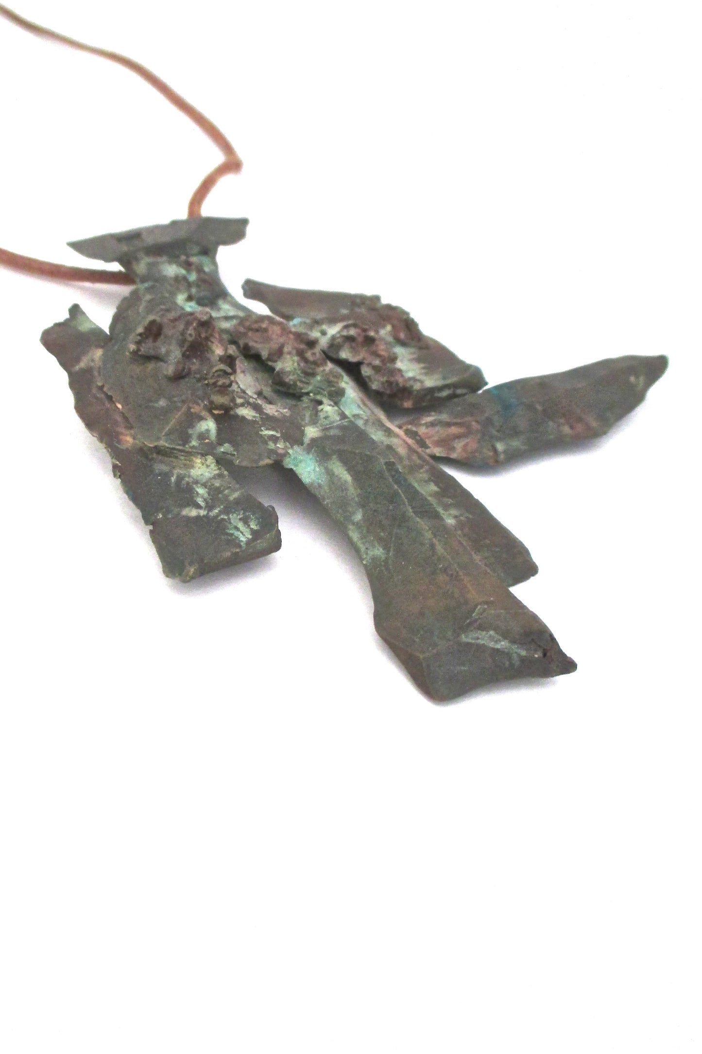 vintage modernist sculptural bronze pendant necklace ~ extra large