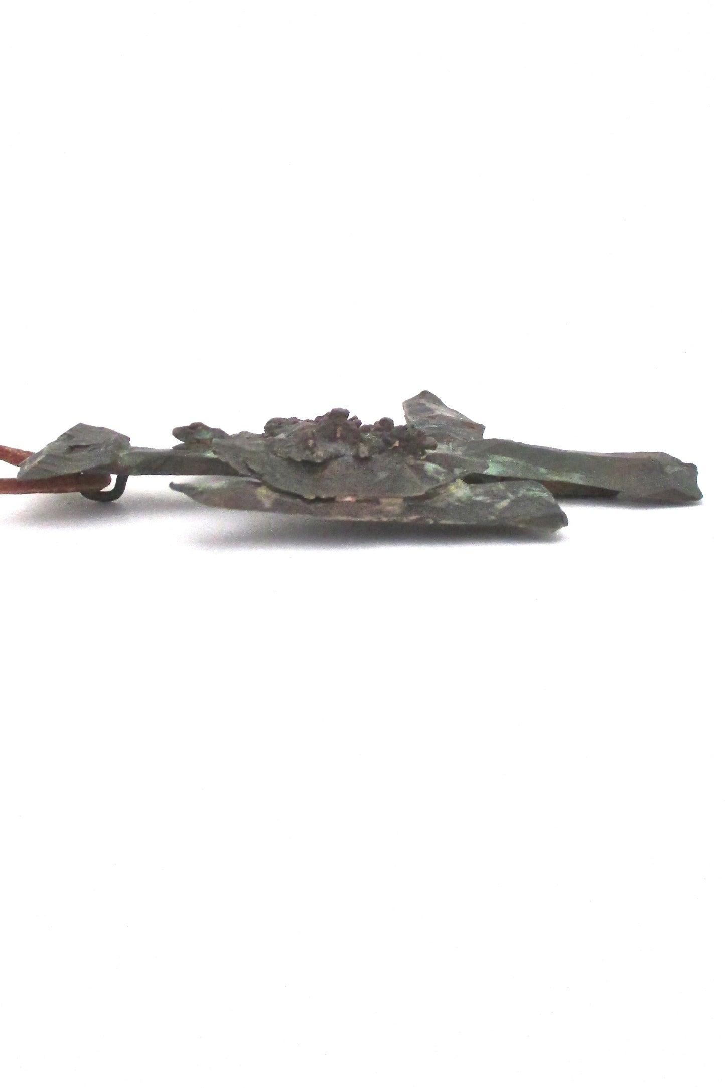 profile vintage modernist extra large bronze sculptural pendant necklace signed Rosenzweig