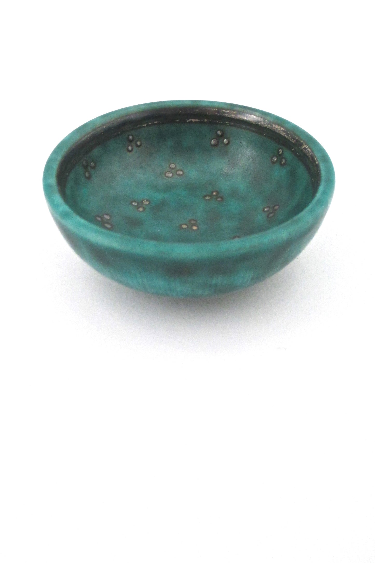 Gustavsberg Sweden vintage ceramic silver overlay Argenta small dish by Wilhelm Kage Scandinavian mid century design