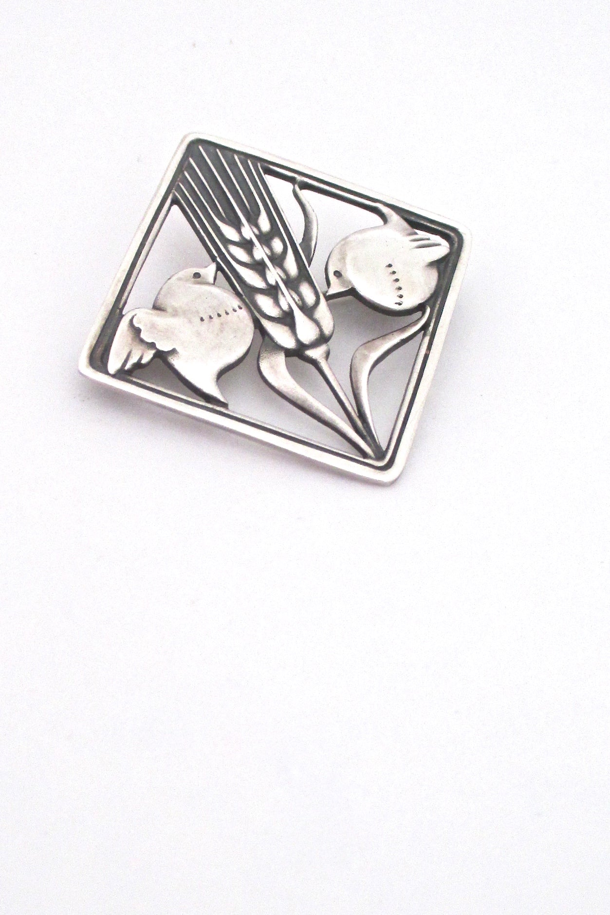 detail Georg Jensen Denmark vintage silver bird wheat brooch 250 by Arno Malinowski