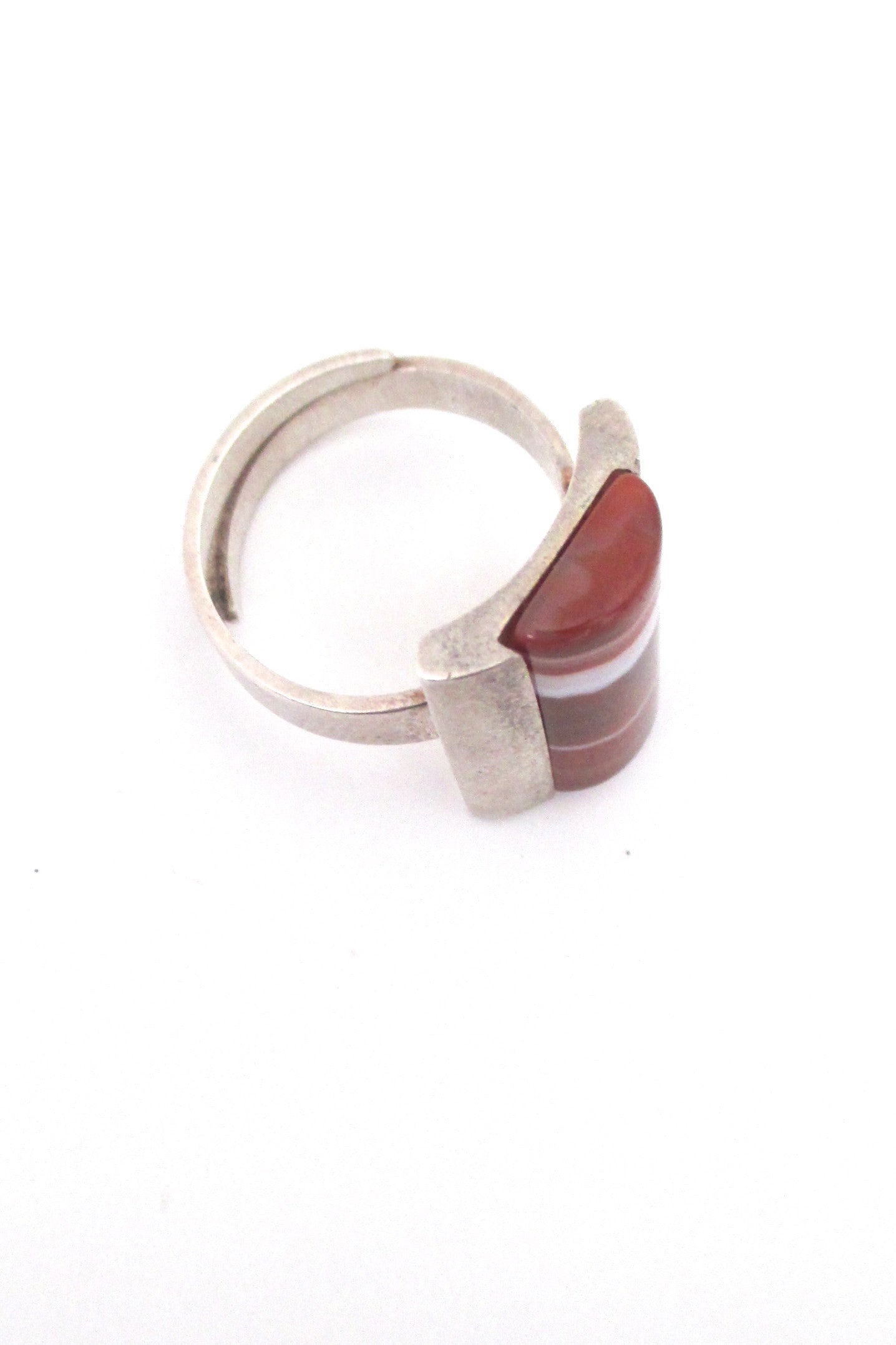 Bengt Hallberg silver & banded agate modernist ring