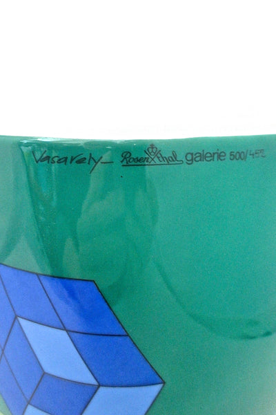 detail Victor Vasarely for Rosenthal Germany limited edition large op art Suomo bowl Timo Sarpaneva vintage ceramic