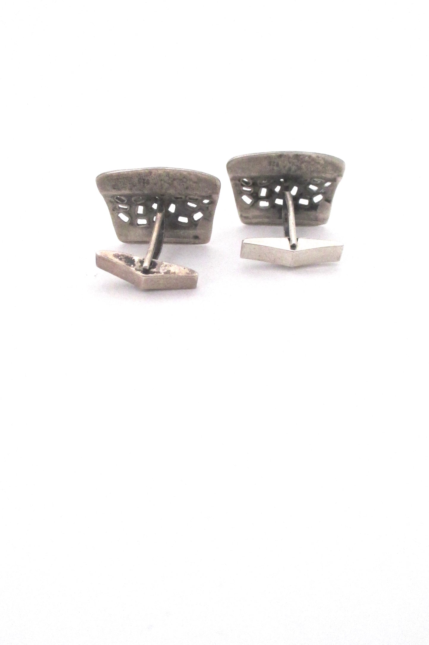 vintage pierced silver cufflinks
