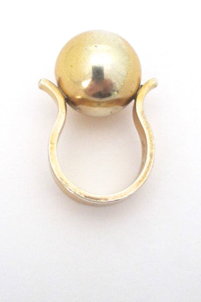Arne Johansen large sphere silver gilt ring