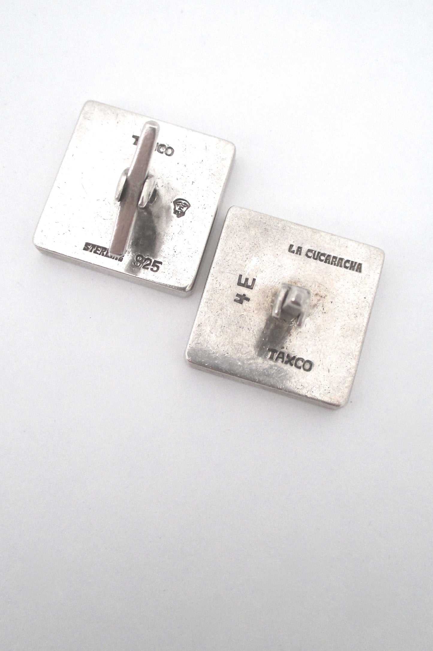 la Cucaracha vintage silver large square cufflinks