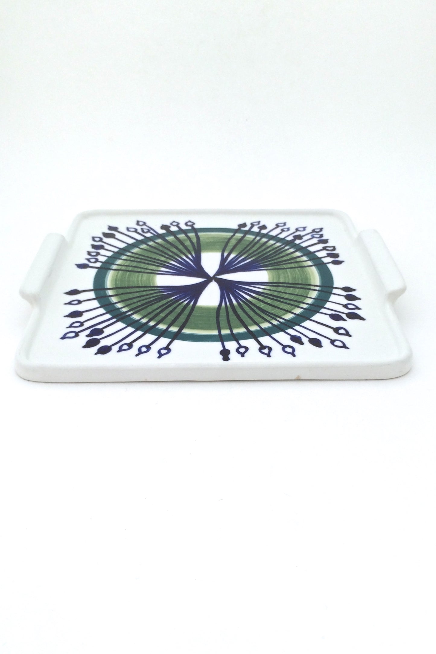 profile Arabia Finland vintage hand decorated mid century ceramic tab handled platter tray