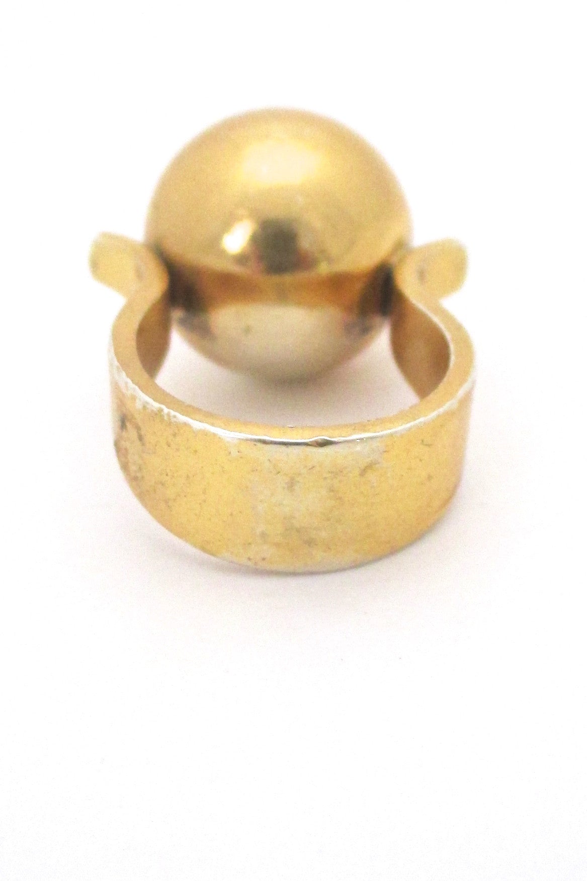 Arne Johansen large sphere silver gilt ring