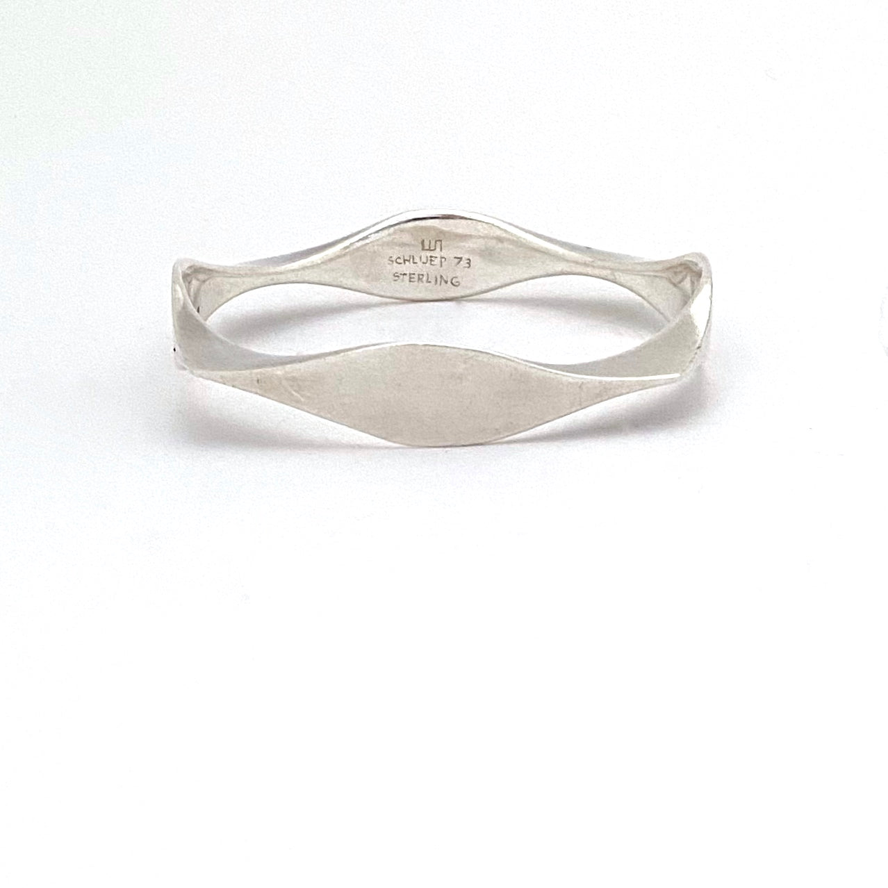 profile Walter Schluep Canada vintage sterling silver hand wrought bangle bracelet signed dated 1973