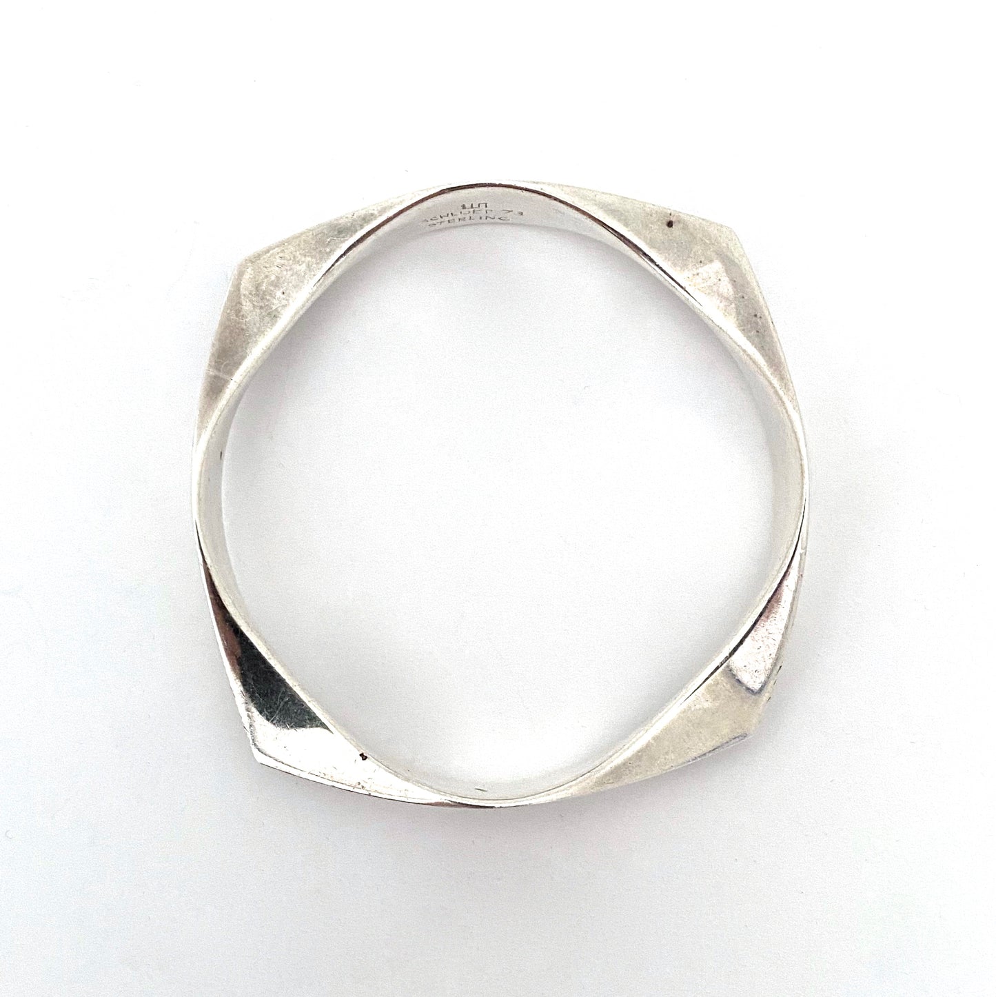 Walter Schluep hand wrought silver bangle bracelet ~ 1973