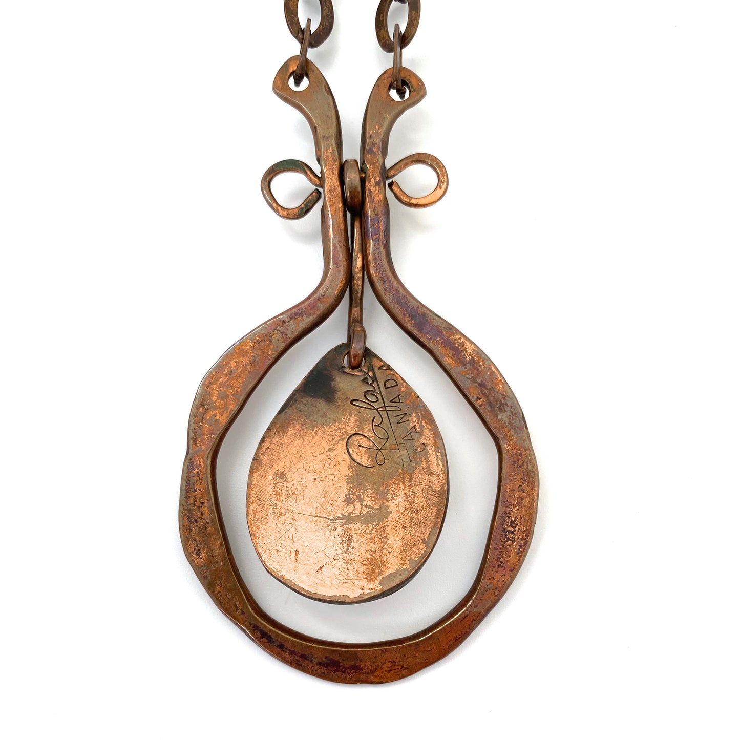 Rafael Canada large copper classic kinetic necklace ~ clear grass green