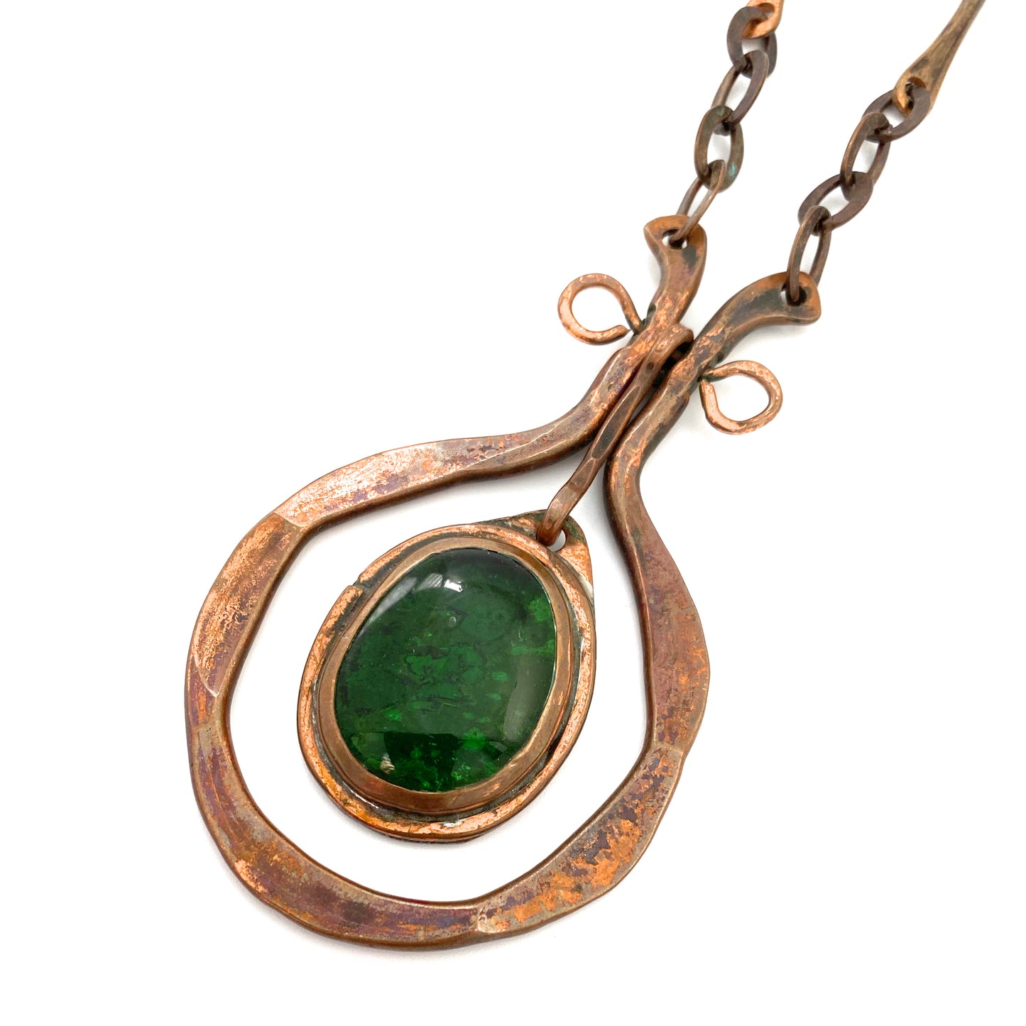 Rafael Canada large copper classic kinetic necklace ~ clear grass green