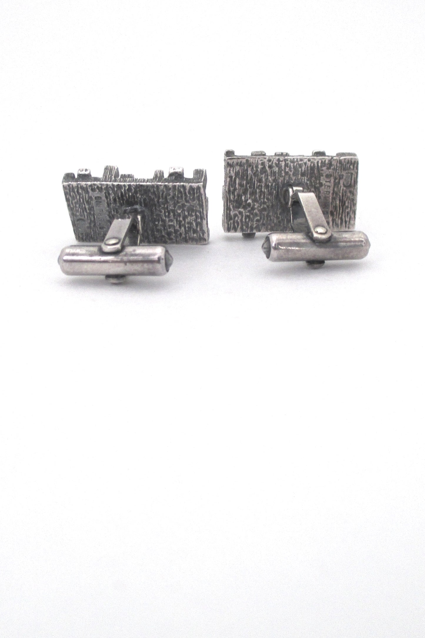 vintage brutalist silver cufflinks - 'dimensional cubes'