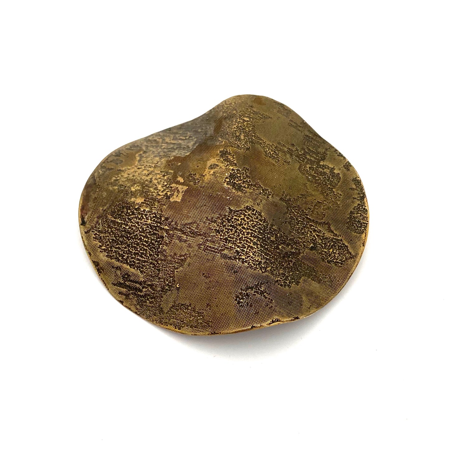 Barbara Stutman large textured brass 1980s brooch ~ signed