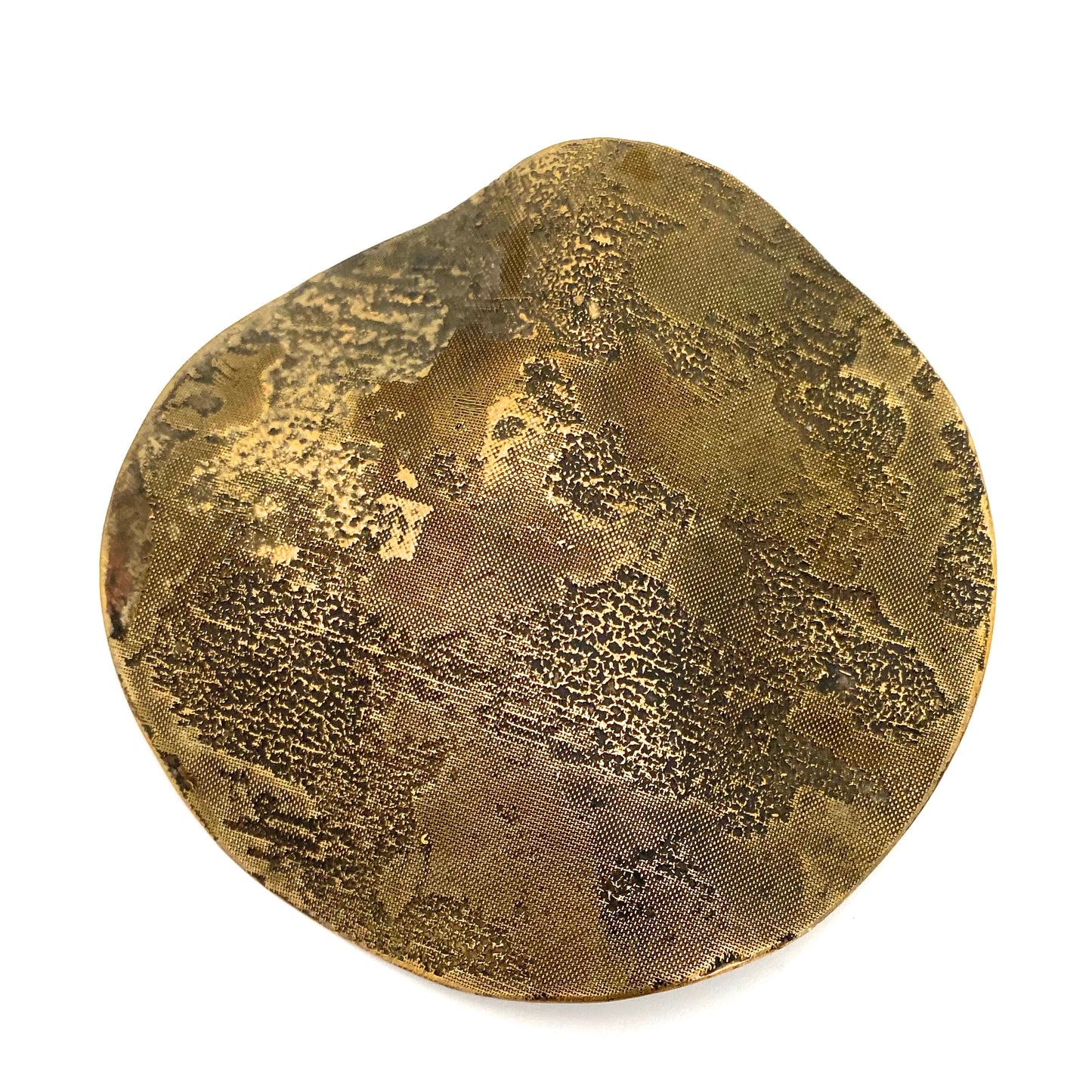 Barbara Stutman large textured brass 1980s brooch ~ signed