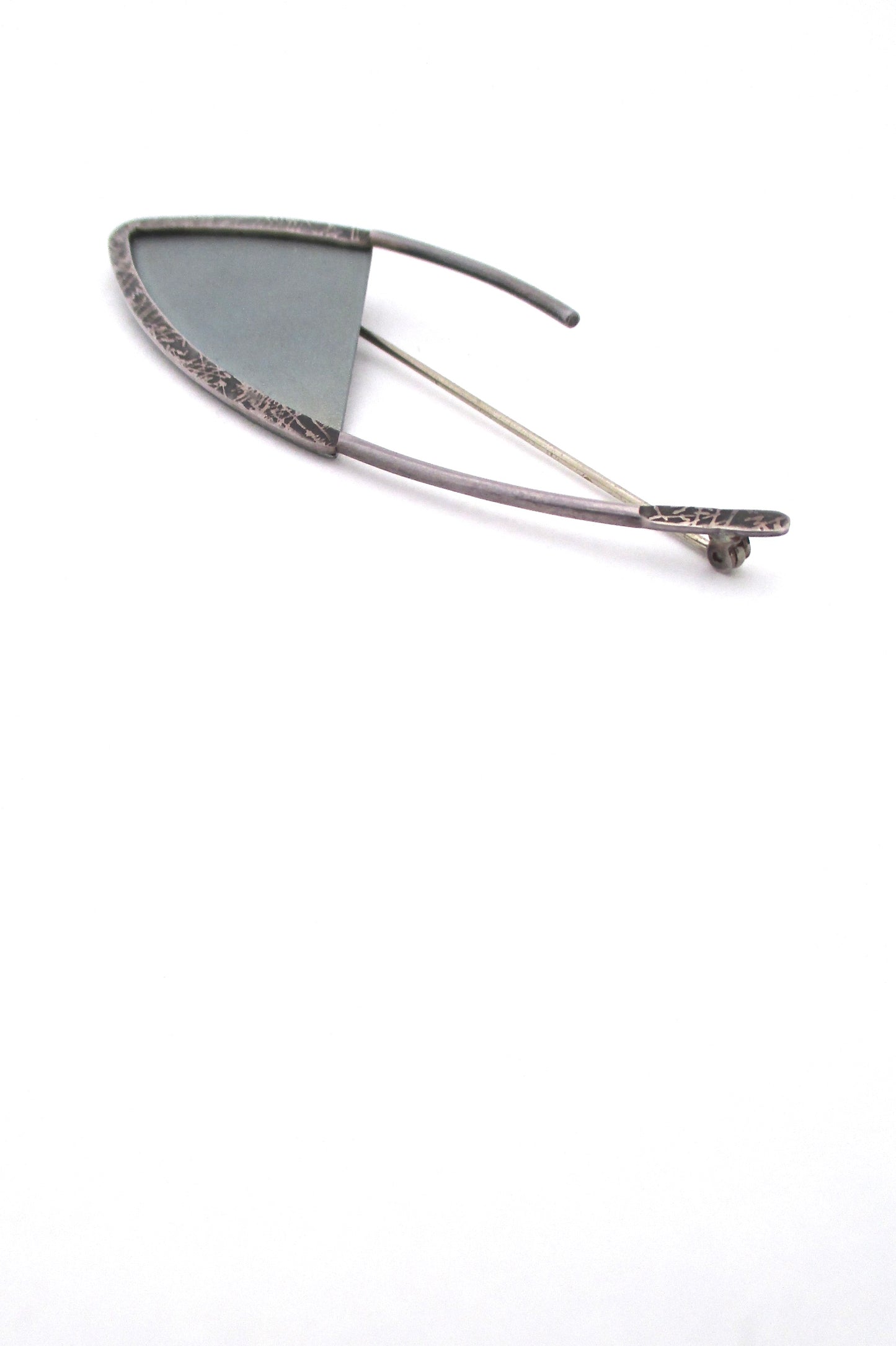 profile vintage silver titaniun large brooch postmodern design 1980s jewelry