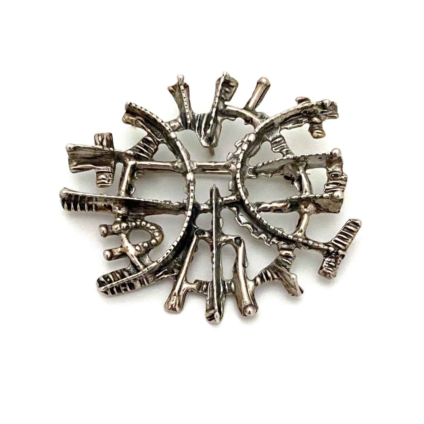 Studio Else & Paul large brutalist silver pendant brooch