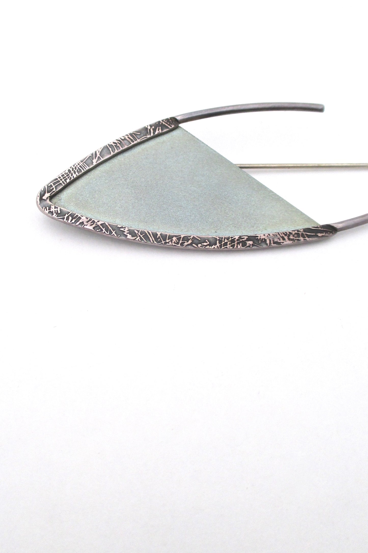detail vintage silver titaniun large brooch postmodern design 1980s jewelry