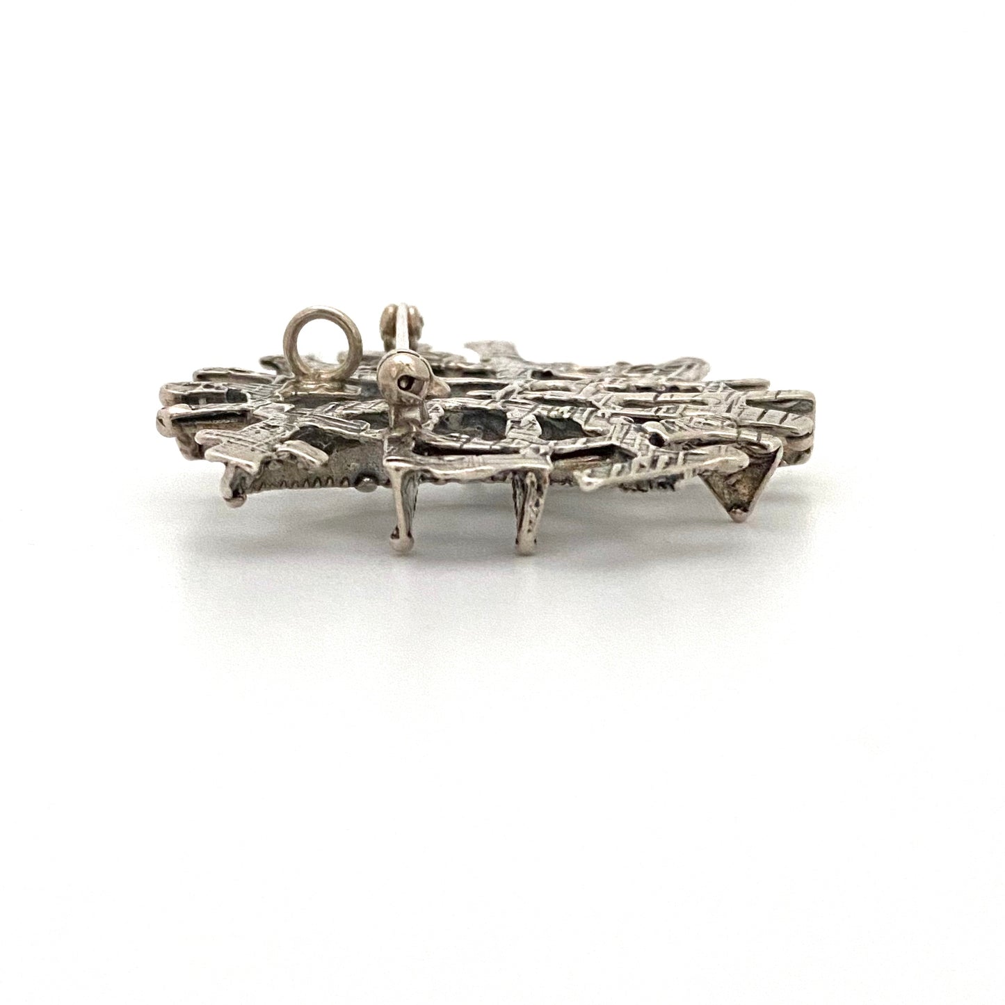 Studio Else & Paul large brutalist silver pendant brooch