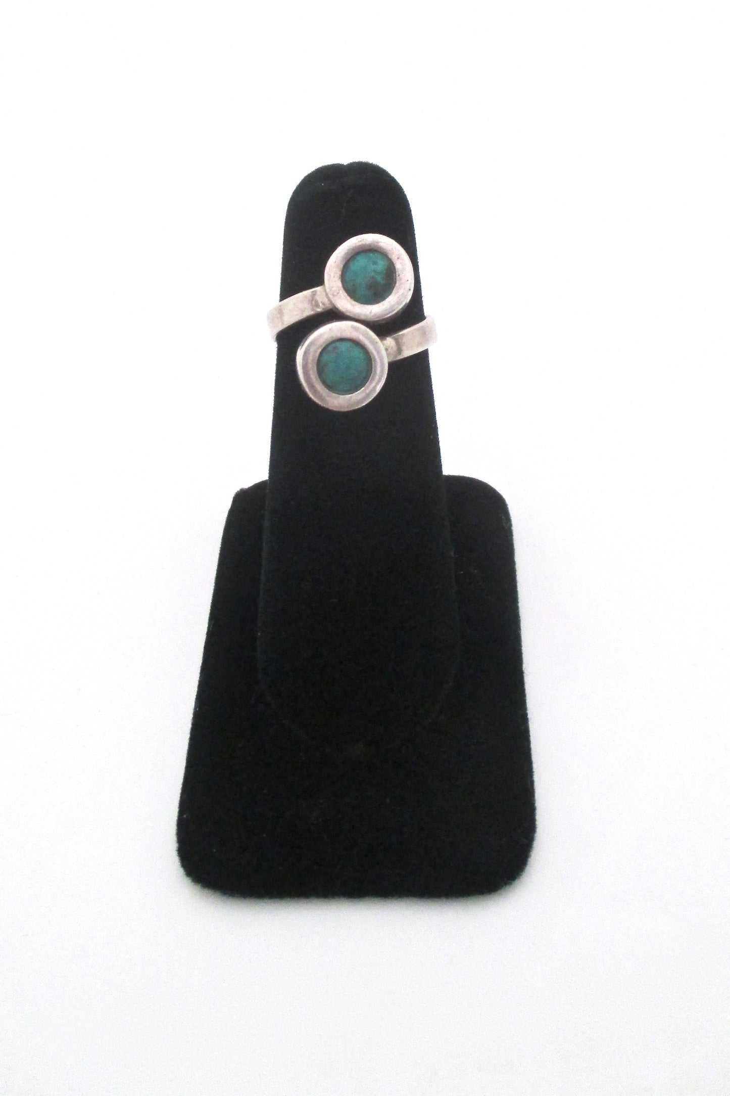 detail Rafael Alfandary Canada vintage sterling silver turquoise bypass ring mid century Modernist design jewelry