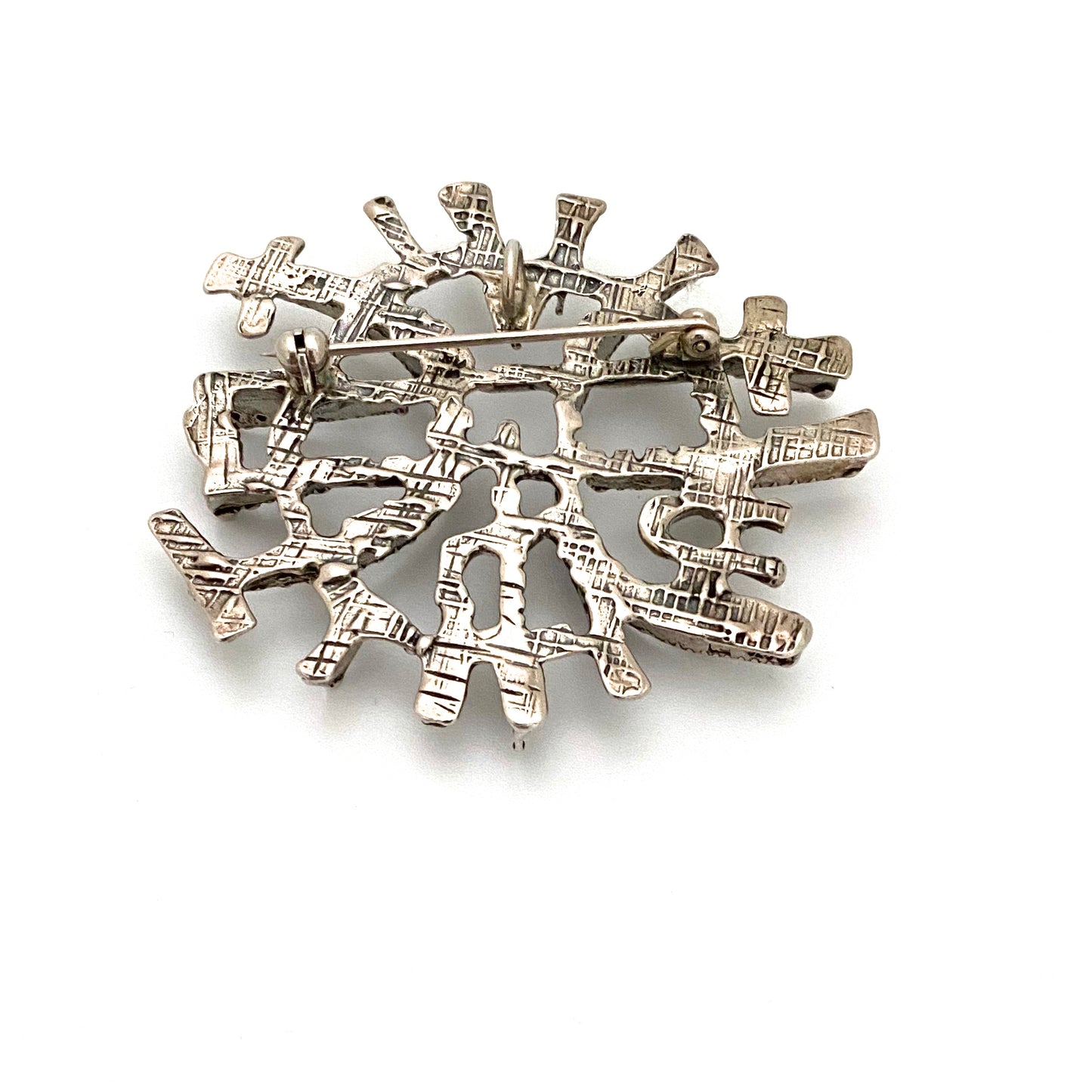 Studio Else & Paul large brutalist silver pendant brooch