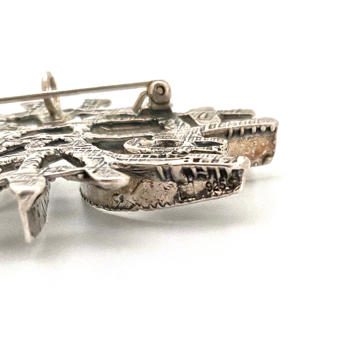 Studio Else & Paul large brutalist silver pendant brooch