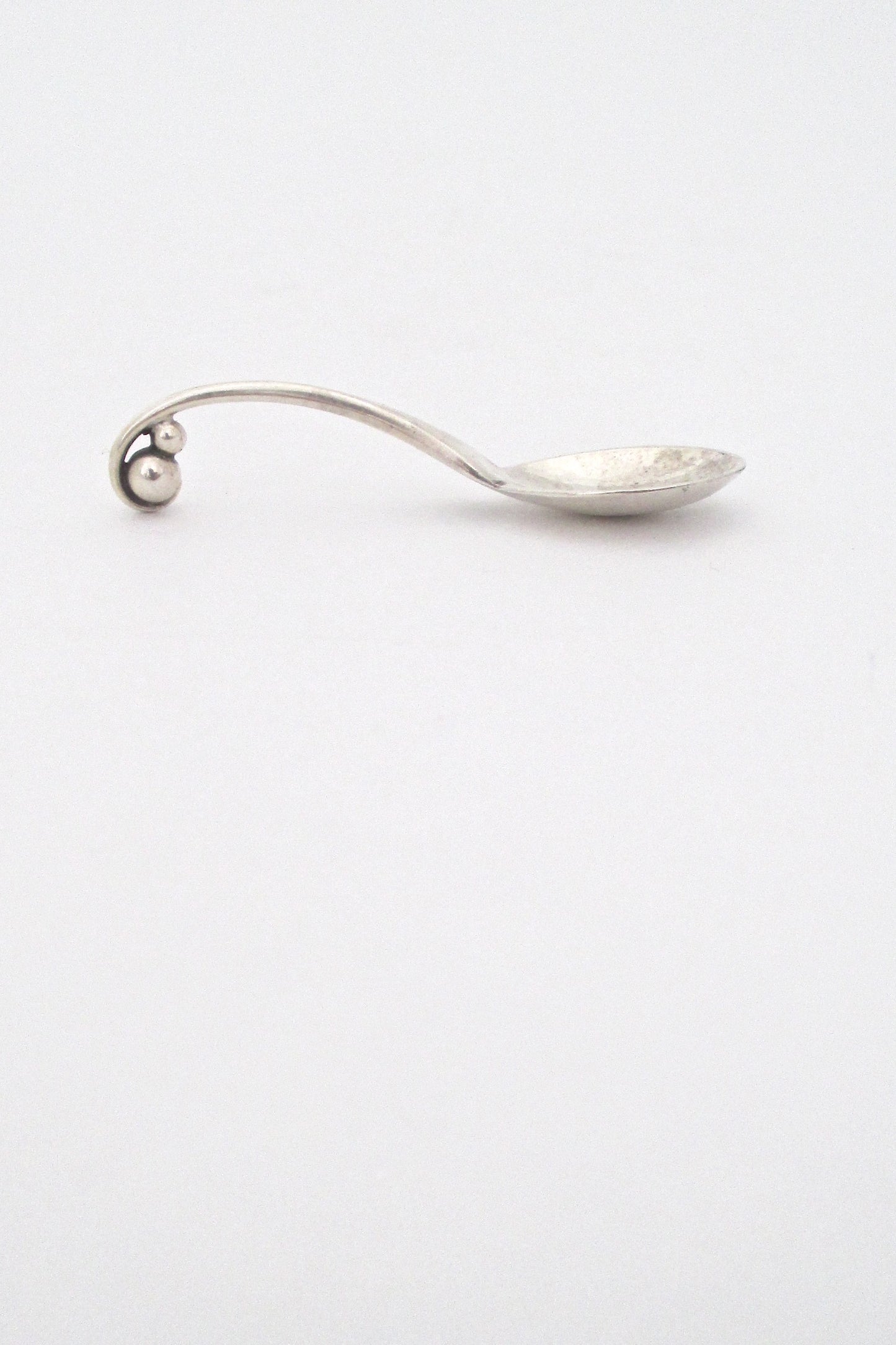 profile Georg Jensen Denmark vintage silver open salt and spoon 110 by Georg Jensen