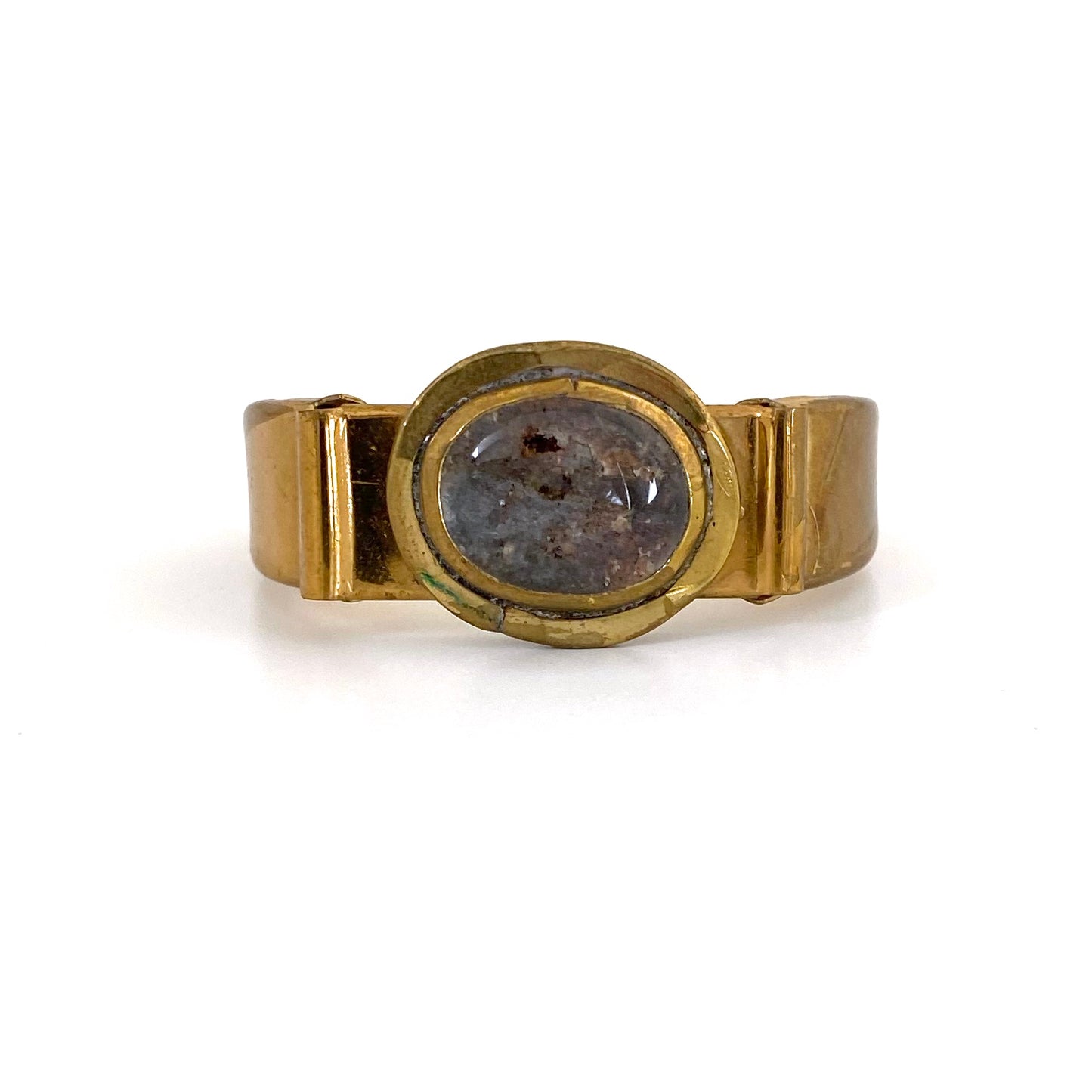 Rafael Canada brass clamper bracelet ~ clear glass