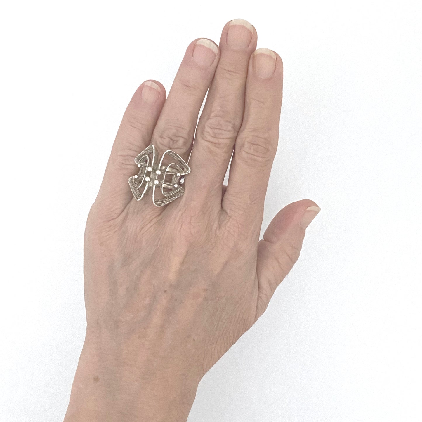 scale Studio Else & Paul Norway vintage silver brutalist large ring Scandinavian Modernist jewelry design