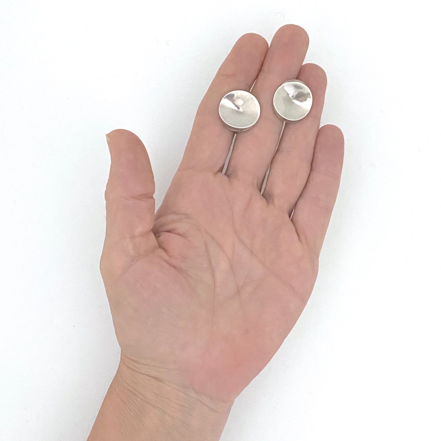 scale Georg Jensen Denmark vintage silver earrings 136C Nanna Ditzel Scandinavian Modernist jewelry design