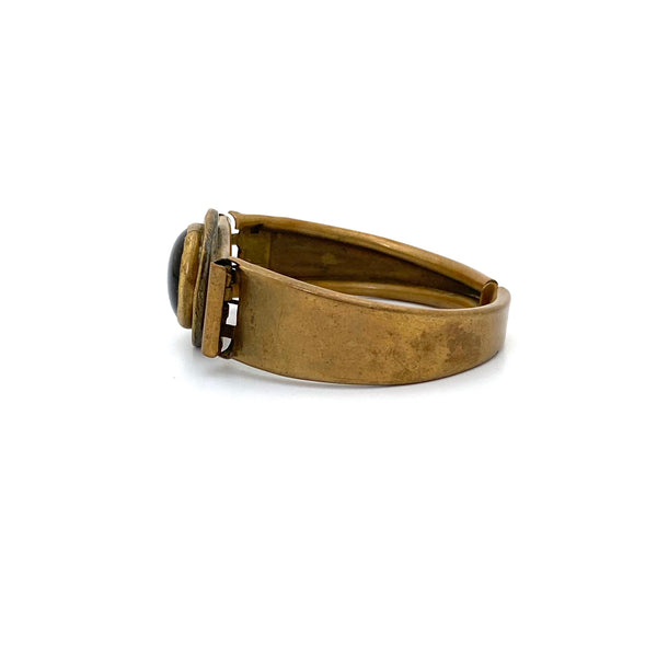 Rafael Canada brass clamper bracelet ~ black glass