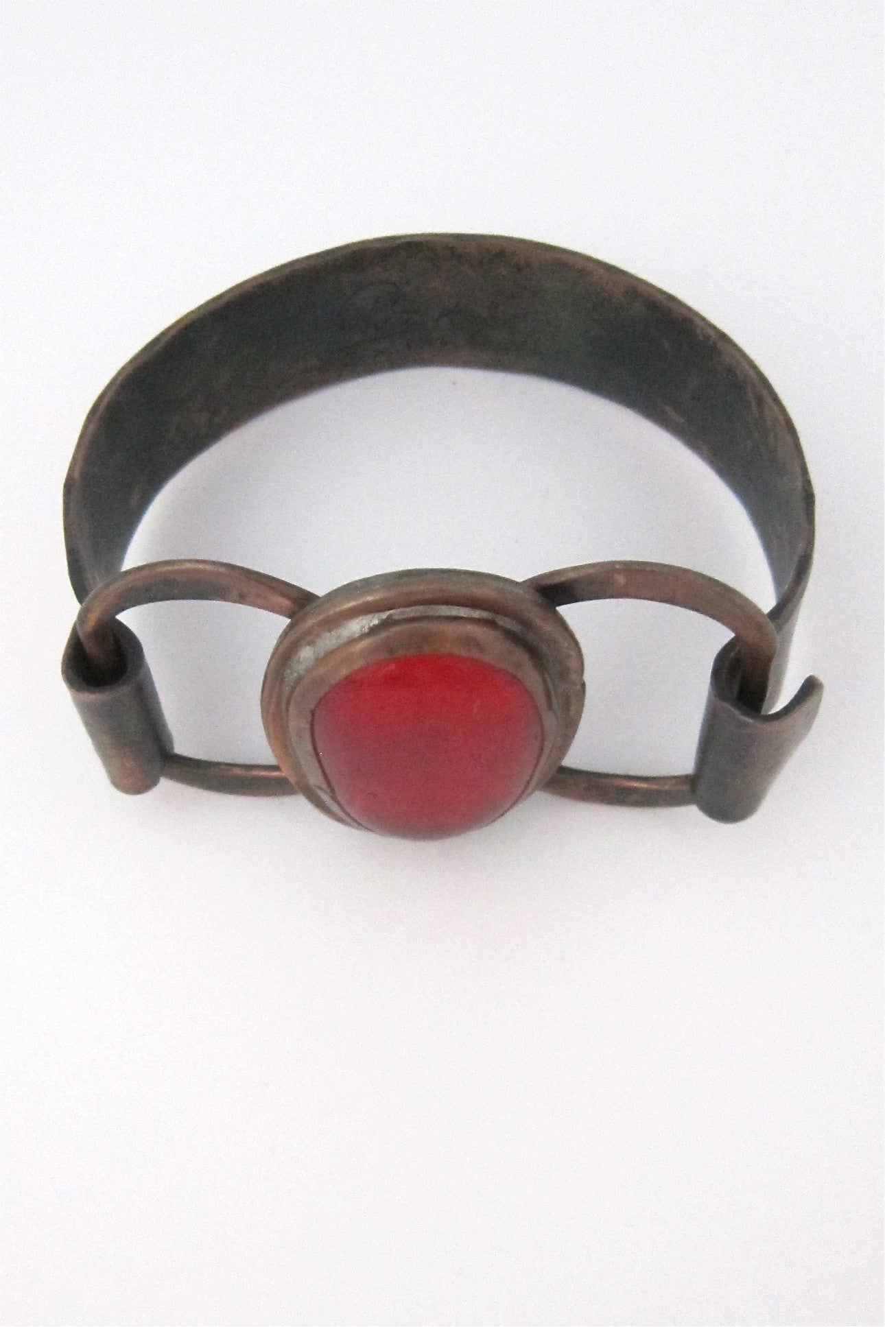Rafael Alfandary Canada vintage copper & tangerine Murano glass bracalet