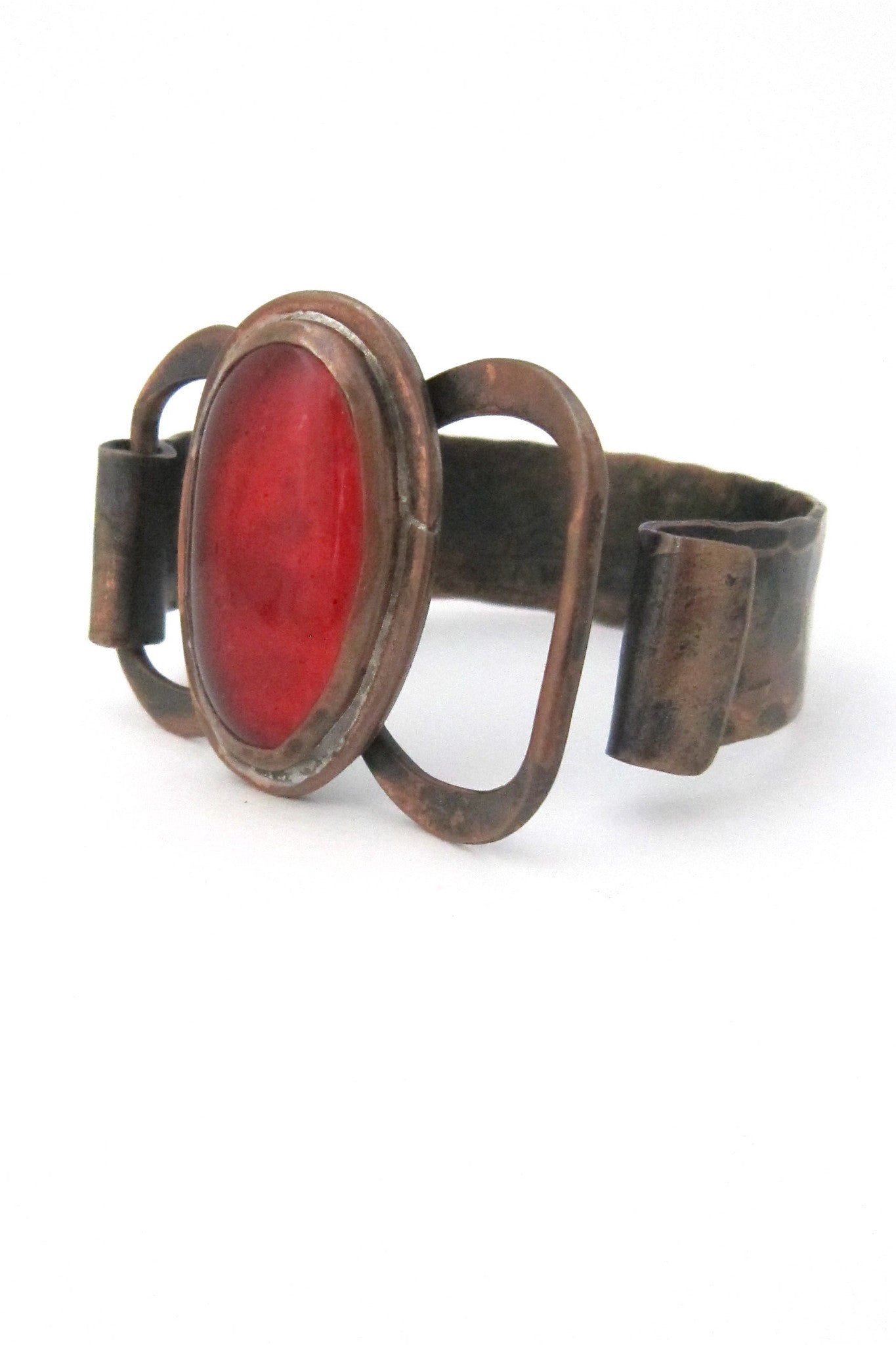 Rafael Alfandary Canada vintage copper & tangerine Murano glass bracalet