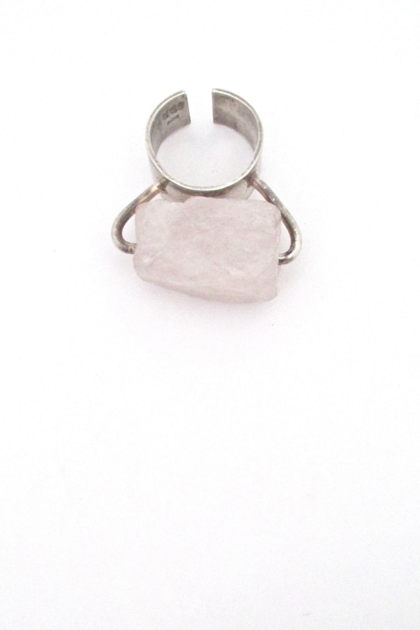 detail large vintage silver quartz sculptural kinetic ring