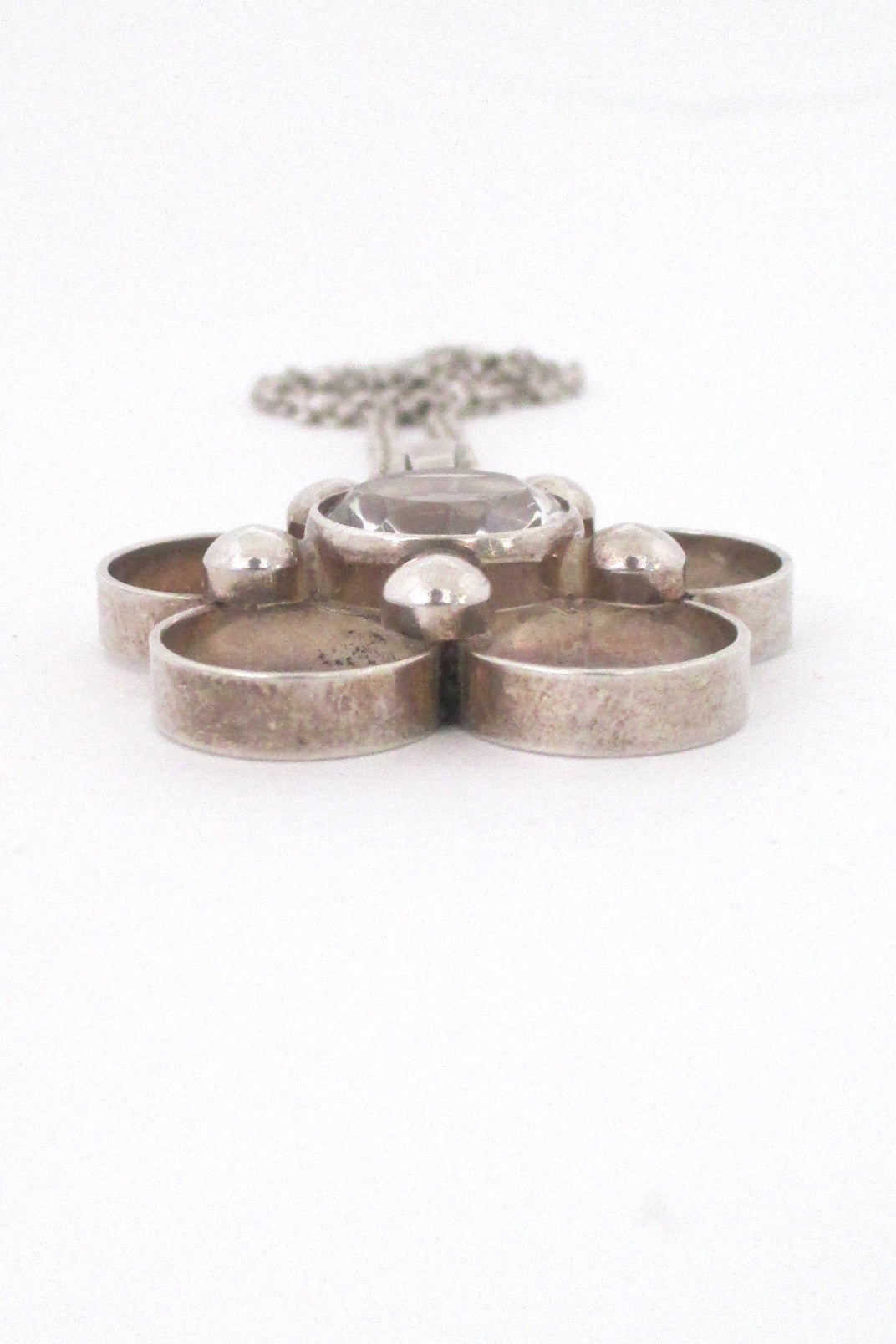 Arne Nordlie large silver & crystal pendant necklace