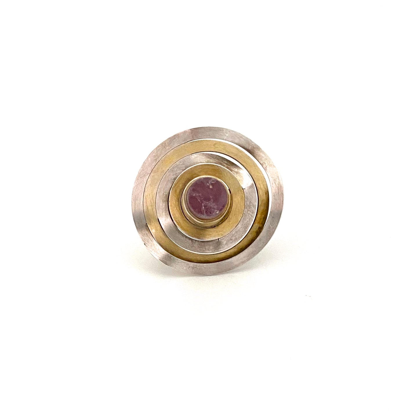 silver gilt and amethyst concentric circles ring