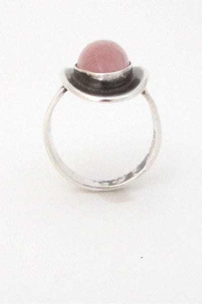 N E From Denmark modernist silver and rose quartz ring