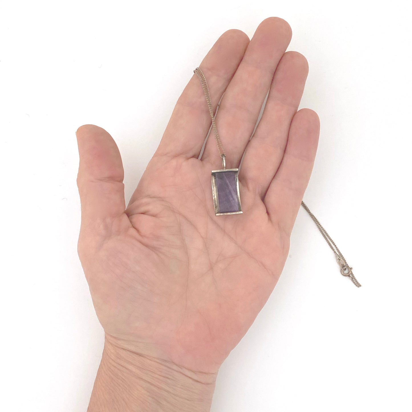 scale Elis Kauppi Kupittaan Kulta Finland vintage silver amethyst pendant necklace Modernist design