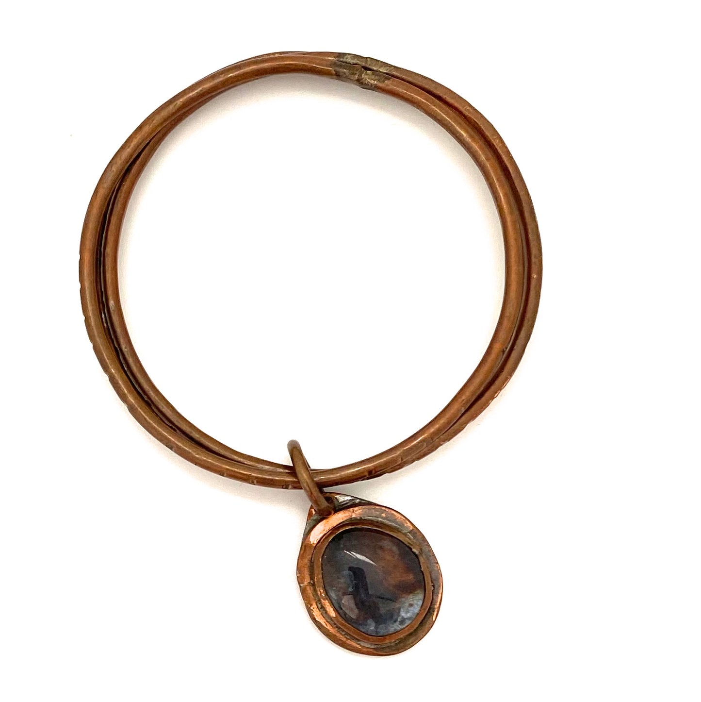 Rafael Canada copper triple bangle bracelet ~ clear glass